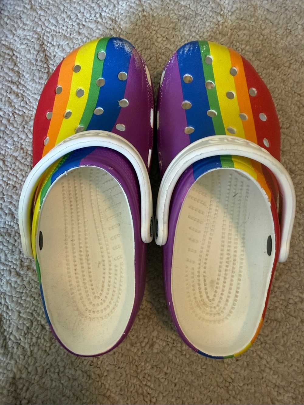 CROCS Mens/Womens Rainbow Clog with White Strap